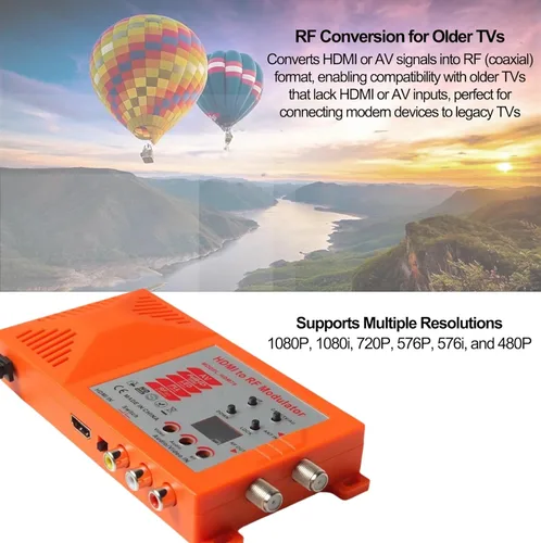 Miniatura 3 de Modulador HDMI a RF, CVBS RCA a adaptador coaxial, convertidor coaxial VHF UHF AV HDMI a RF con interruptor ANT y canal para TV PAL NTSC formato PS2