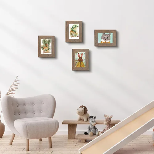 Miniatura 3 de Frametory, Marco de fotos de 5 x 7 pulgadas, estilo de grano envejecido, marcos para fotos o fotos de 5 x 7, diseño de moldeado ancho con vidrio