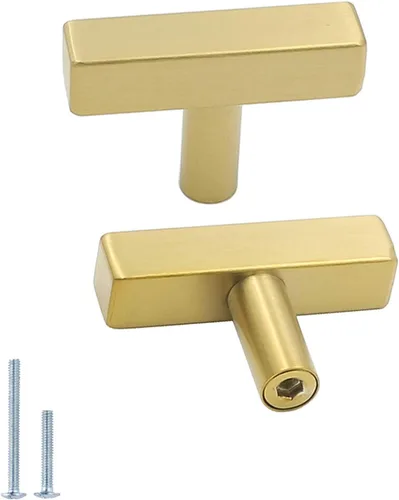 Miniatura 26 de Goldenwarm Paquete de 5 manijas negras de gabinete de 2-1/2 pulgadas (2.520 in) color negro mate, tiradores de cajón en T para armarios de cocina