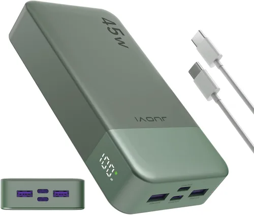Miniatura 11 de JUOVI Banco de Energía, Cargador Portátil de 20000mAh 45W, Carga Rápida PD3.0 QC4.0 con Pantalla LED, 2 USB-C, 2 USB-A, Paquete de Batería para Azul