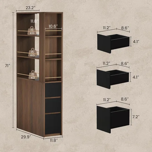 Miniatura 9 de ModernMate Juego de muebles, escritorio ejecutivo de pie de 70.8 pulgadas con estantería de 71 pulgadas de alto, AC/USB, archivador, estantes