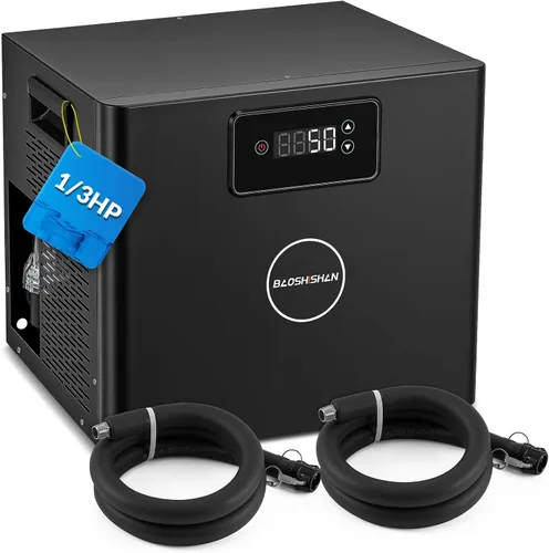 BAOSHISHAN Enfriador de inmersión en frío de 1/3 HP para bañeras de hielo, con filtro y bomba integrados, fácil instalación con mangueras aisladas,