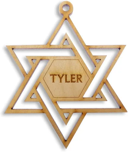 Adorno personalizado de estrella de David, decoraciones únicas de Hanukkah para el hogar, judío para hombres y mujeres, recuerdo de madera hecho a