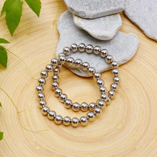 Miniatura 5 de Elegance 11 designs Brazalete grueso apilable de oro, pulseras elásticas de cuentas para mujer, pulsera apilada con cuentas