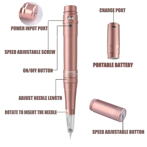 Miniatura 8 de Kit permanente de lápiz de tatuaje de maquillaje de cejas para máquina de tatuaje delineador de ojos de cejas con 15 agujas de cartucho Microblading