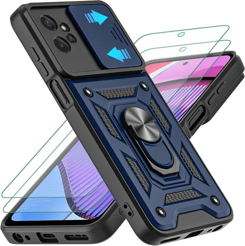 Miniatura 10 de Funda para Moto G Power 5G 2023 con cubierta deslizante para cámara y 2 protectores de pantalla HD, soporte de anillo de rotación de 360°