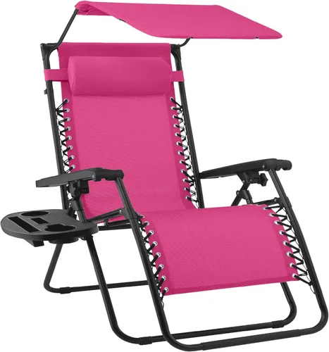 Miniatura 22 de Best Choice Products Sillón reclinable de 30 pulgadas de ancho con gravedad cero para exteriores, con toldo ajustable, reposacabezas, bandeja