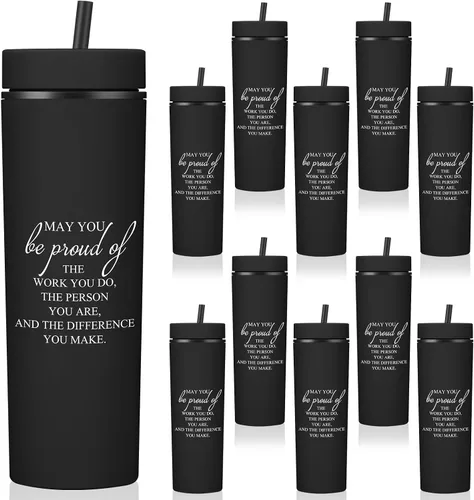 Miniatura 9 de Rtteri 10 tazas de agradecimiento de la semana de la CNA, regalos a granel de agradecimiento a los empleados, vasos delgados de plástico Negro