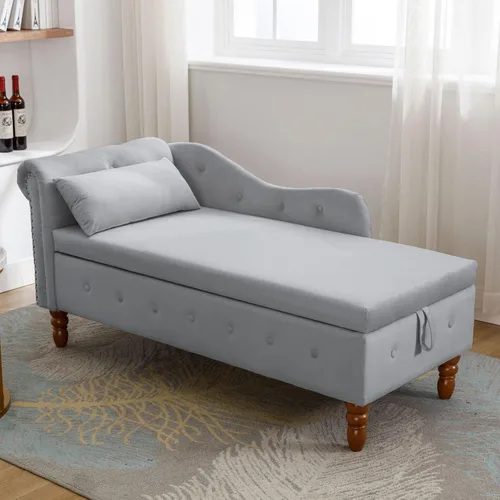 Miniatura 12 de Setawix Tumbona de terciopelo para interiores con almacenamiento para sala de estar, dormitorio, oficina, banco otomano con brazo enrollado, banco
