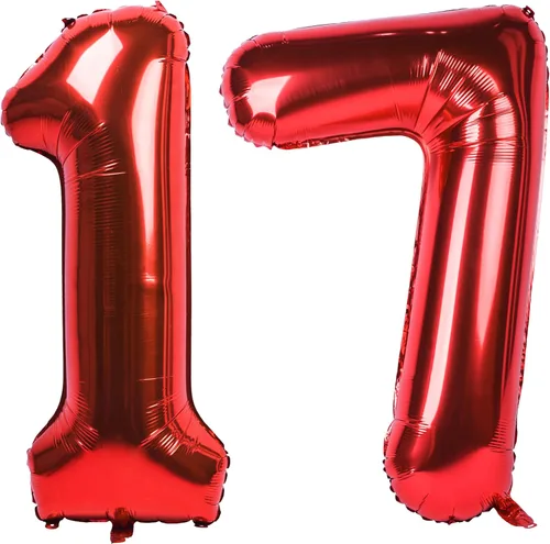Miniatura 40 de Globo gigante de helio de 40 pulgadas, número 0 rojo, de poliéster, película de aluminio, 0-9, para niña y niño, autoinflable, dígito cero