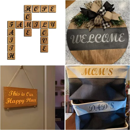 Miniatura 2 de Plantillas de letras del alfabeto de 2 pulgadas para pintar, paquete de 70 plantillas de letras y números con letreros para pintar sobre madera