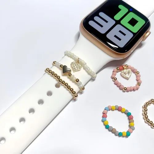 Miniatura 4 de Juego de 3 anillos decorativos de cuentas para Apple Watch Series 10/9/8/7/6/5/4/3/2/1 y iWatch Ultra 1.929 in SE, compatibles con correas de reloj