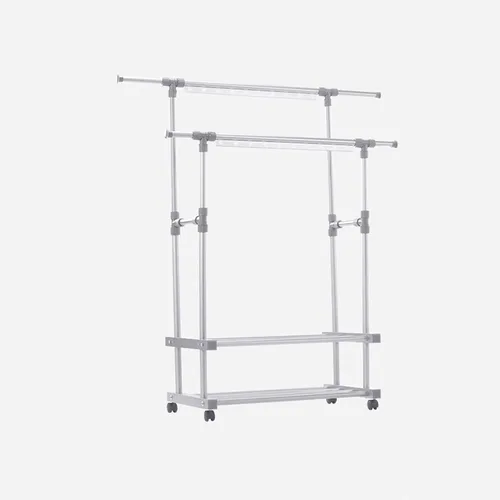 Miniatura 9 de UNNS Perchero plegable de secado de suelo de 3 capas, soporte plegable para ropa de lavandería, ruedas rodantes adecuadas para balcón, lavandería