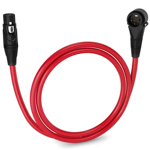 Miniatura 97 de LyxPro Cable de micrófono XLR hembra a macho de ángulo recto de 3 pines de 1.5 pies para altavoces amplificados, interfaz de audio, rendimiento