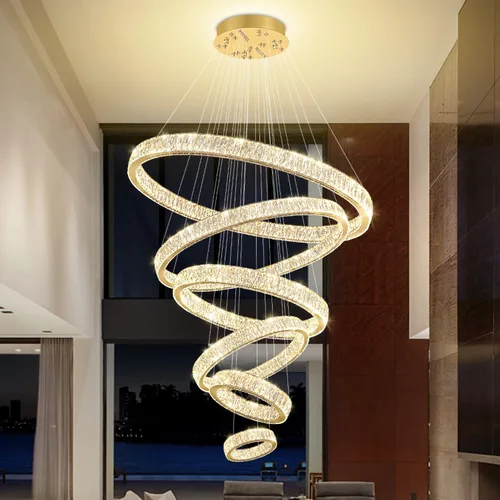 Miniatura 14 de Araña de Cristal LED Moderna Regulable de 8" Anillo Dorado Luminarias Colgantes para Isla de Cocina Comedor Sala de Estar
