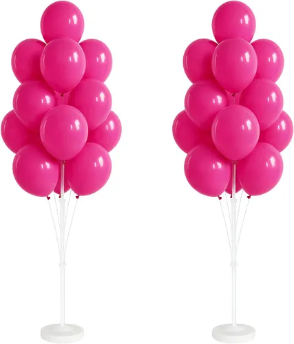 Miniatura 11 de Kit de columna de globos para piso: juego de 2 soportes para globos, con globos cromados metálicos negros y dorados, base y poste, decoración