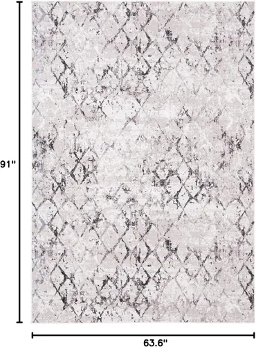 Miniatura 2 de SAFAVIEH Amelia Collection ALA783F - Alfombra de área de 5 pies 3 pulgadas x 7 pies 6 pulgadas, gris y gris claro, diseño moderno enrejado