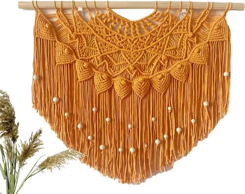 Youngeast Cortina grande de macramé para colgar en la pared, con cuentas estilo bohemio para ventana, macramé, cabecero, sala de estar, decoración