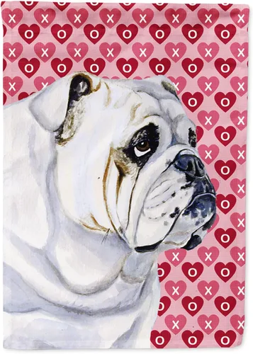 Miniatura 197 de Caroline's Treasures SS4484GF Bandera de jardín con diseño de bulldog inglés y corazones para el Día de San Valentín, bandera decorativa para patio