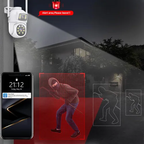 Miniatura 7 de MOVOLS Sistema de cámara de seguridad inalámbrica 5G/2.4G WiFi 4 cámaras de 4MP+4MP con lente dual con pantalla LCD de 10" Sistema NVR, cámaras PTZ