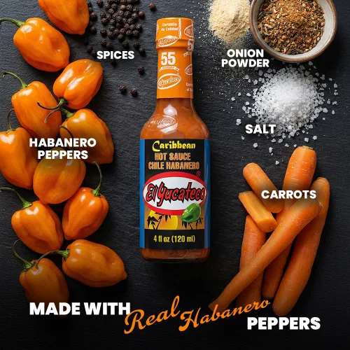 Miniatura 4 de El Yucateco Caribbean Chile Habanero - Salsa picante de 4 onzas, auténtica salsa picante mexicana (paquete de 2)