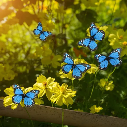 Miniatura 6 de AQUEENLY Decoración de mariposa monarca de 4.72 pulgadas, mariposas azules para manualidades, mariposas falsas de alta calidad, decoración de pared