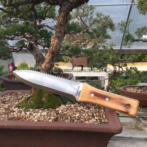 Miniatura 4 de Bonsai Outlet Tinyroots - Cuchillo Hori Hori para jardinería, herramientas de jardín multiusos utilizadas para excavar, cortar y deshierbar, acero