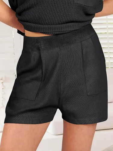 Miniatura 6 de ANRABESS Conjunto de dos piezas para mujer, suéter corto, suéter y pantalones cortos, conjunto de ropa de descanso
