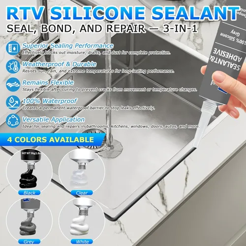 Miniatura 2 de Sellador Adhesivo de Silicona RTV Gris 100% Silicona de Alta Temperatura Calafateo Impermeable Adhesión Más Fuerte A Prueba de Encogimiento