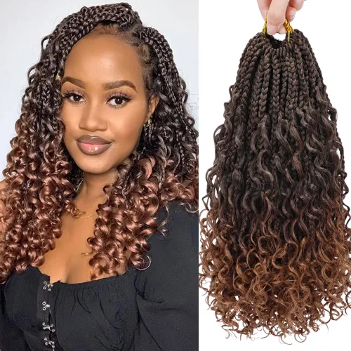 Miniatura 36 de Goddess Box Braids 1B3330 - Trenzas de ganchillo bohemias de 10 pulgadas para mujeres negras, paquete de 7 paquetes de trenzas bohemias preenlazadas