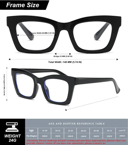 Miniatura 8 de Hubeye Lentes de lectura estilo Oprah para mujeres, gafas de lectura estilo stylis con bloqueo de luz azul y bisagra de resorte