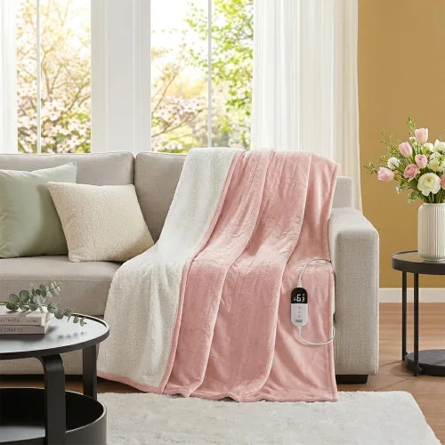 Miniatura 2 de Degrees of Comfor - Manta térmica rosa, manta eléctrica de franela suave con 6 ajustes de calor y apagado automático de 4 horas, regalos cálidos
