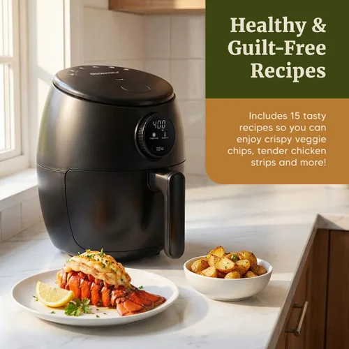 Miniatura 2 de Elite Gourmet EAF2612D Freidora de aire caliente personal de 2.1 cuartos de galón, compacta para ahorrar espacio, programable, cocina saludable sin