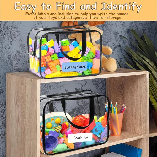 Miniatura 6 de Bolsas de almacenamiento de juguetes extra grandes de 12.6 x 9.25 x 6.9 pulgadas, 6 paquetes de bolsas organizadoras de juguetes transparentes