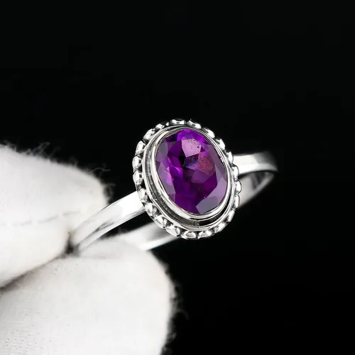 Miniatura 2 de 925 Sterling Silver Designer Ring Natural Gemstones & Brilliant Stones Handmade Bohemian Jewelry Healing Crystals Birthday Elegant Promise