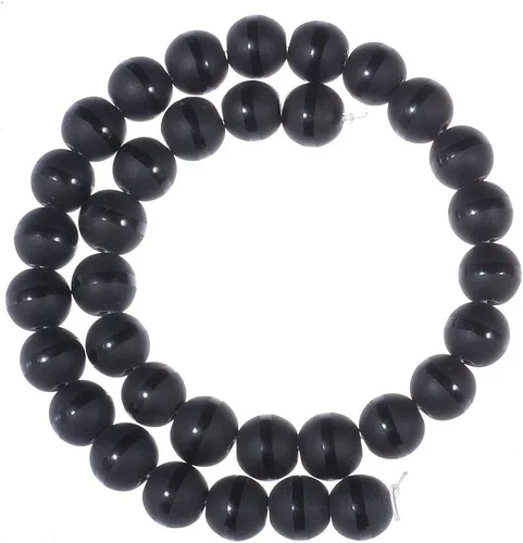 Miniatura 3 de Cuentas redondas de piedra natural de 0.236 in con línea negra mate de ónix negro mate y ágata para hacer joyas, collares, pulseras