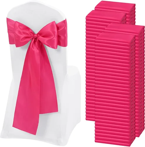 Miniatura 41 de 60 bandas para sillas de satén negro, diseño de lazos con lazos, para decoración de sillas para Acción de Gracias, boda, Navidad, banquetes