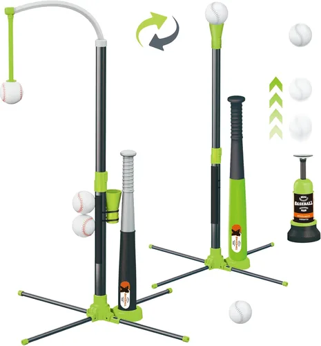 Juego de 3 en 1 de Bola T para Niños, Juego de Camiseta de Bateo de Béisbol con Altura Ajustable y Colgante con 2 Bate, Soporte de Bateo de Teeball,