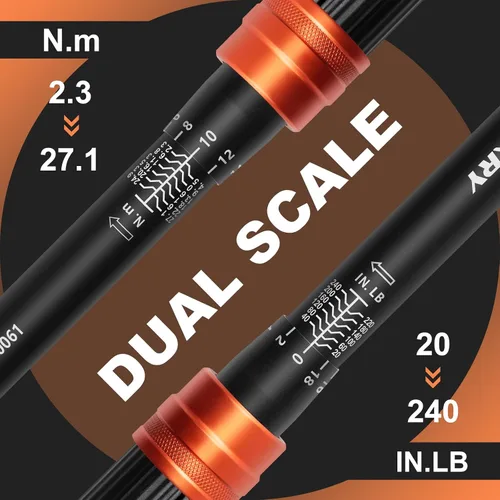 Miniatura 2 de Llave dinamométrica de clic de 1/4 pulgada Kerry, 20-240 pulgadas-libras/2.3-27.1 Nm, ±3% de alta precisión, escalas de doble rango, claramente