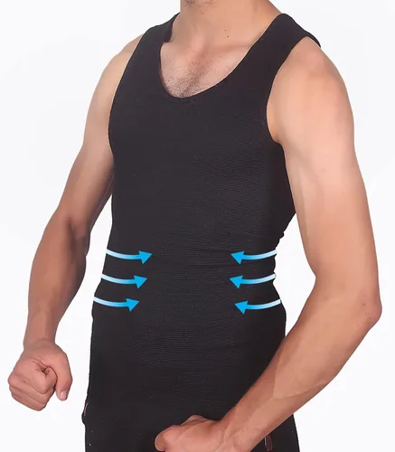 Miniatura 2 de Camisas de compresión para hombre, chaleco moldeador de cuerpo adelgazante para hombre, camisetas sin mangas para abdominales, fajas para hombres