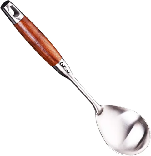 Miniatura 15 de Wok - Espátula de acero inoxidable, espátula ancha de metal con mango largo hueco, utensilios de wok, plata/14.7 pulgadas