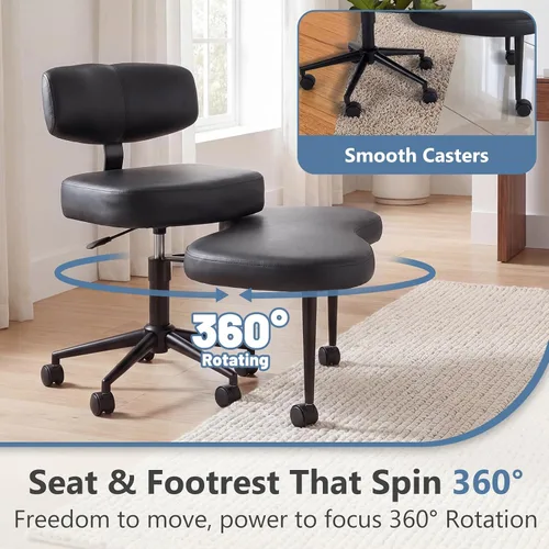 Miniatura 4 de DUMOS Silla ergonómica de escritorio de oficina con patas cruzadas para TDAH con respaldo ajustable, silla de meditación ajustable en altura