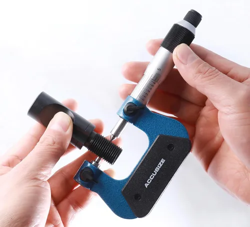 Miniatura 4 de Accusize Industrial Tools 0-1'' por 0.001'' micrómetro de rosca de tornillo con 5 yunque en caja ajustada, S916-C750