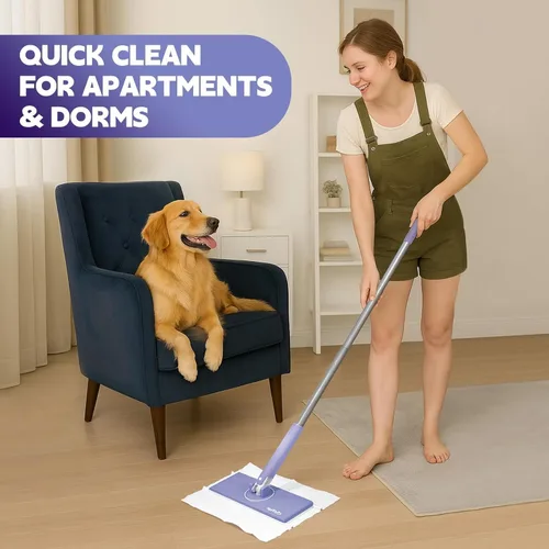 Miniatura 8 de Trapeador de Polvo Desechable, Fijación y Remoción de Paño Sin Contacto al Instante, Compatible con Almohadillas Swiffer, Trapeador con Clip