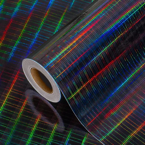 Burymento Rollo de papel de regalo negro, papel de regalo con rayas holográficas metálicas para cumpleaños, San Valentín, día de la madre,