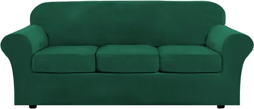 Miniatura 117 de H.VERSAILTEX - Funda elástica para sofá de 3 piezas, de suave terciopelo afelpado, para sofá biplaza con 2 cojines de hasta 72 pulgadas de ancho, se