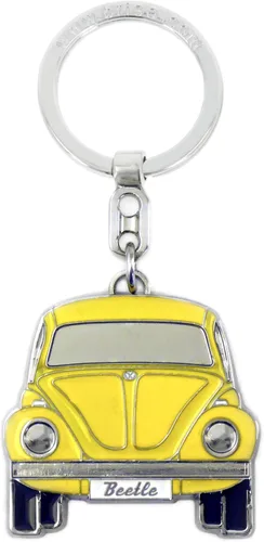 BRISA VW Collection - Llavero Accesorio Portallaves de metal esmaltado Volkswagen con diseño de Beetle Bug, Amarillo, Talla única