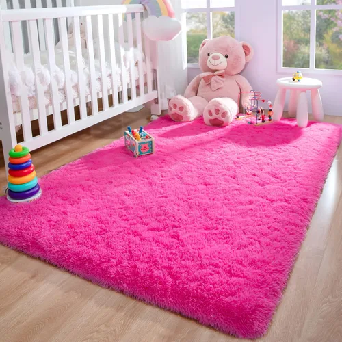 Miniatura 4 de Foxmas Alfombras de Área Grande para Sala de Estar Dormitorio 5x8 Pies, Alfombra de Guardería de Felpa Esponjosa Peluda para Habitación de Niños