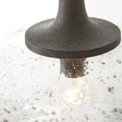 Miniatura 5 de Capital Lighting 347611CK Clive - Lámpara colgante de techo con cúpula de cristal sembrado de madera de mango cepillado y piedra, 1 luz de 100