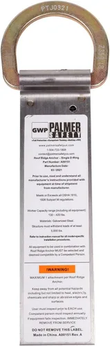 Miniatura 8 de Palmer Safety Soporte de anclaje de techo de acero temporal reutilizable para uso industrial y de construcción en madera/metal I OSHA/ANSI obediente
